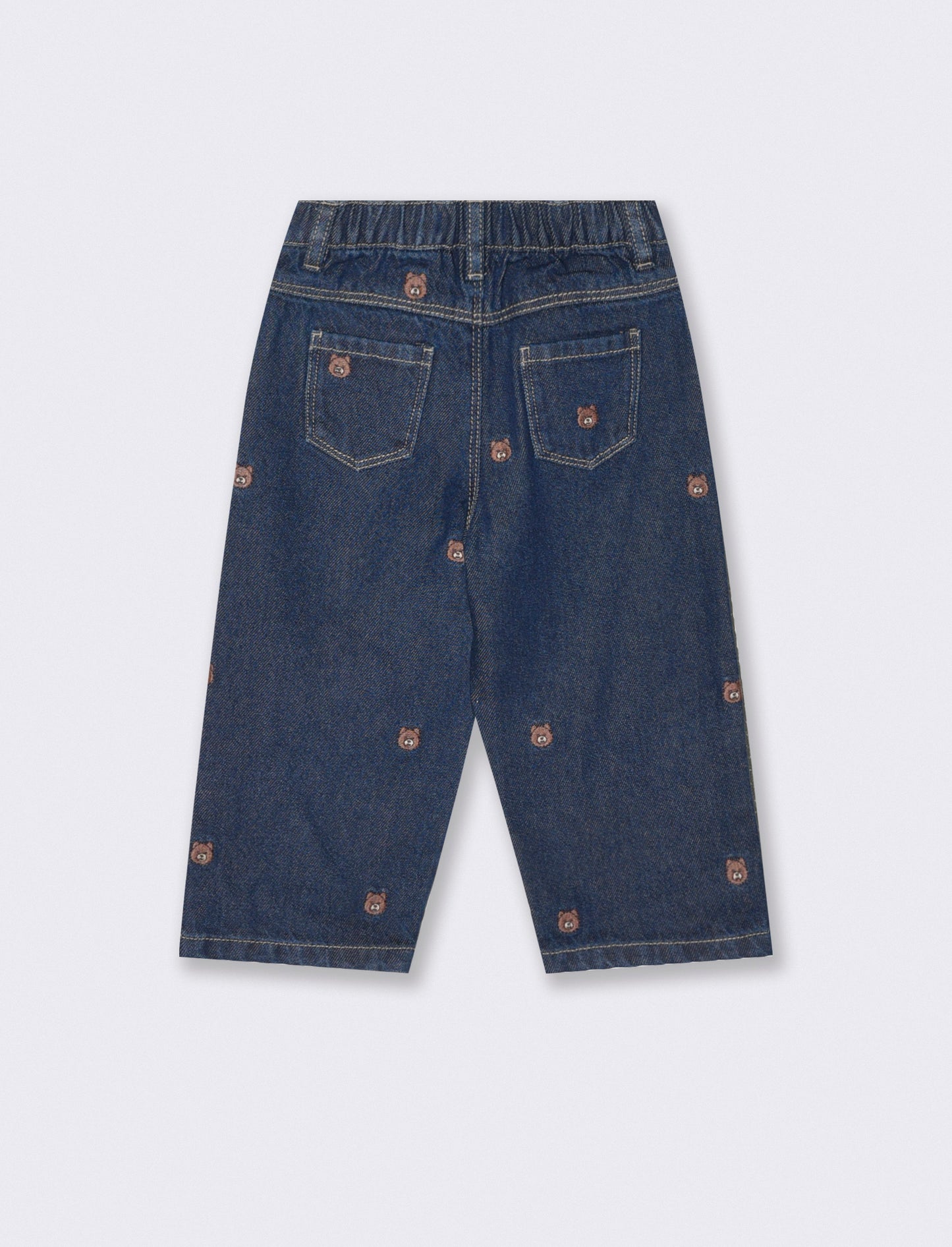 Denim jeans with embroidered bears - Blue