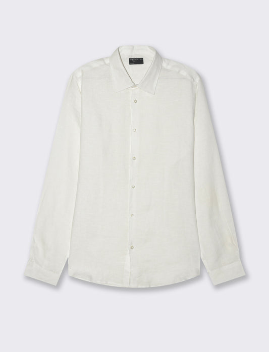 Man's 100% linen shirt for ultimate comfort - White