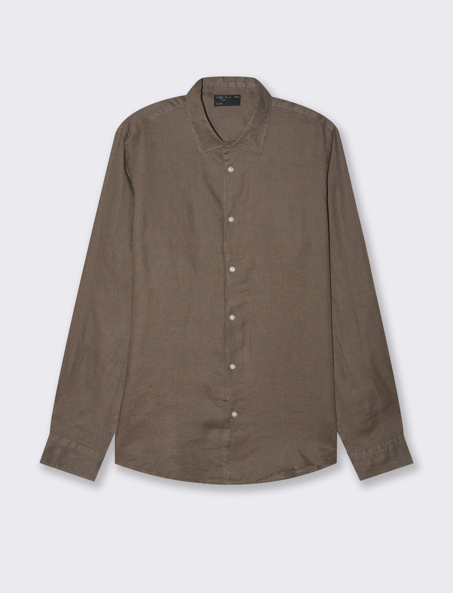 Camicia 100% lino da uomo - Grigio fango