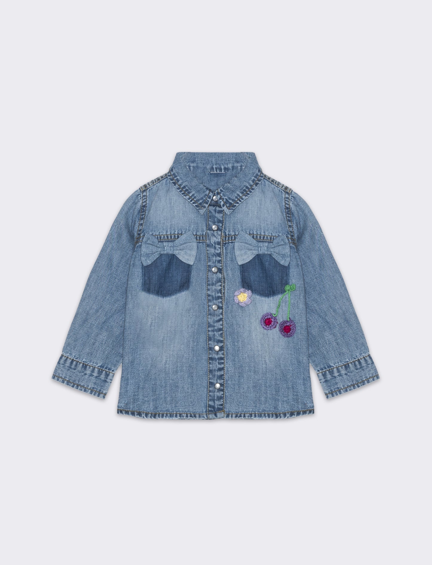 Camicia denim con applicazioni da neonata - Denim