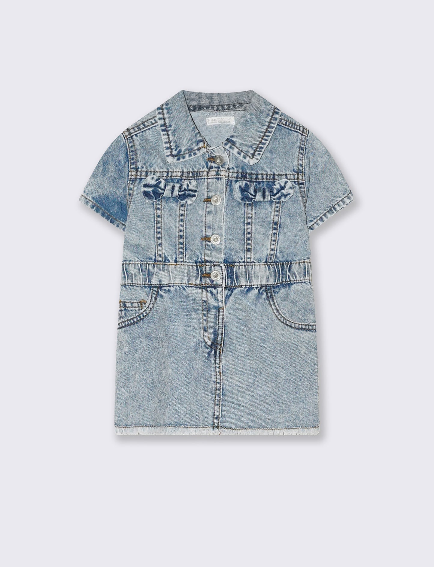 Abito in denim con fiocchetti da neonata - Denim