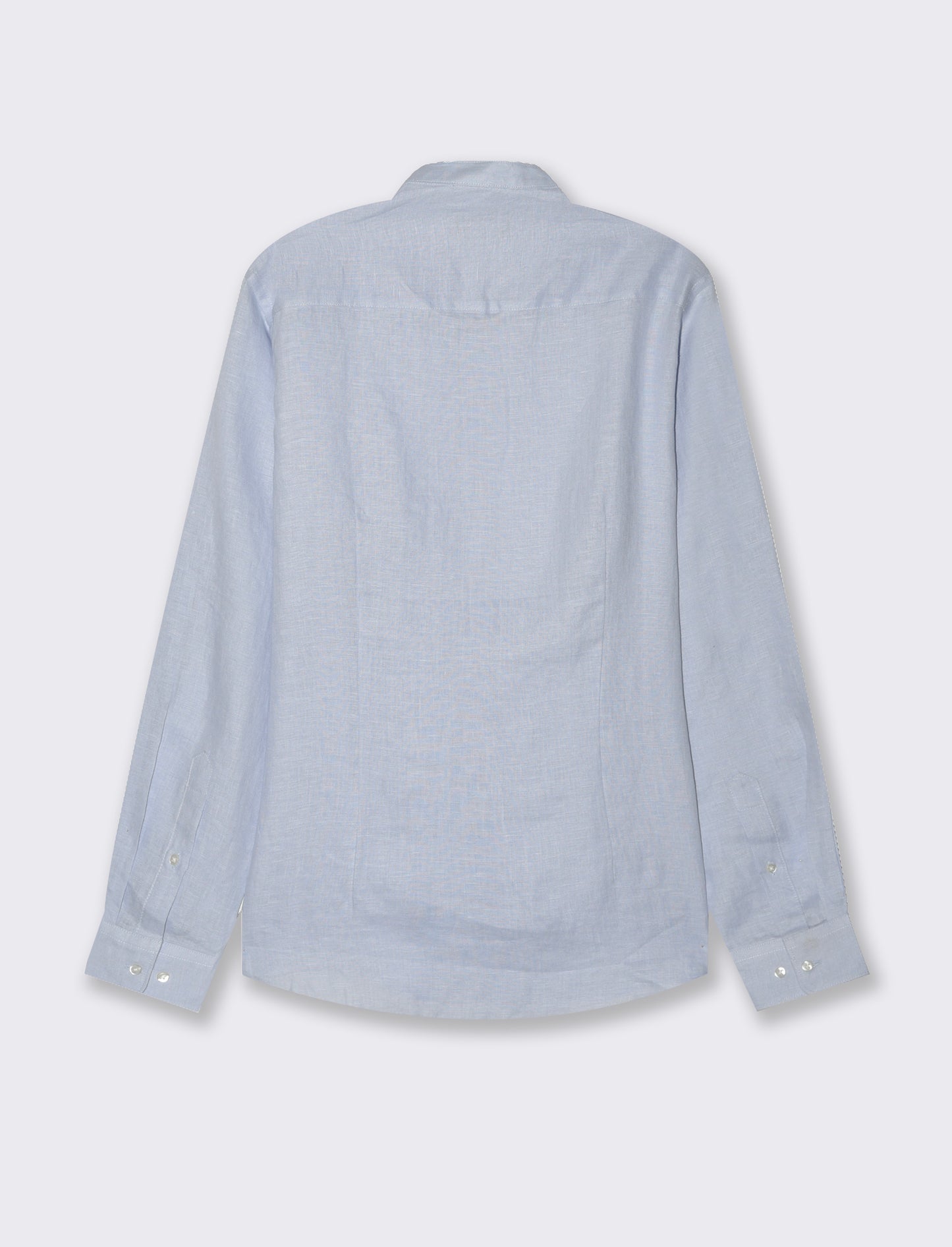 Camicia coreana 100% lino da uomo - Celeste polvere