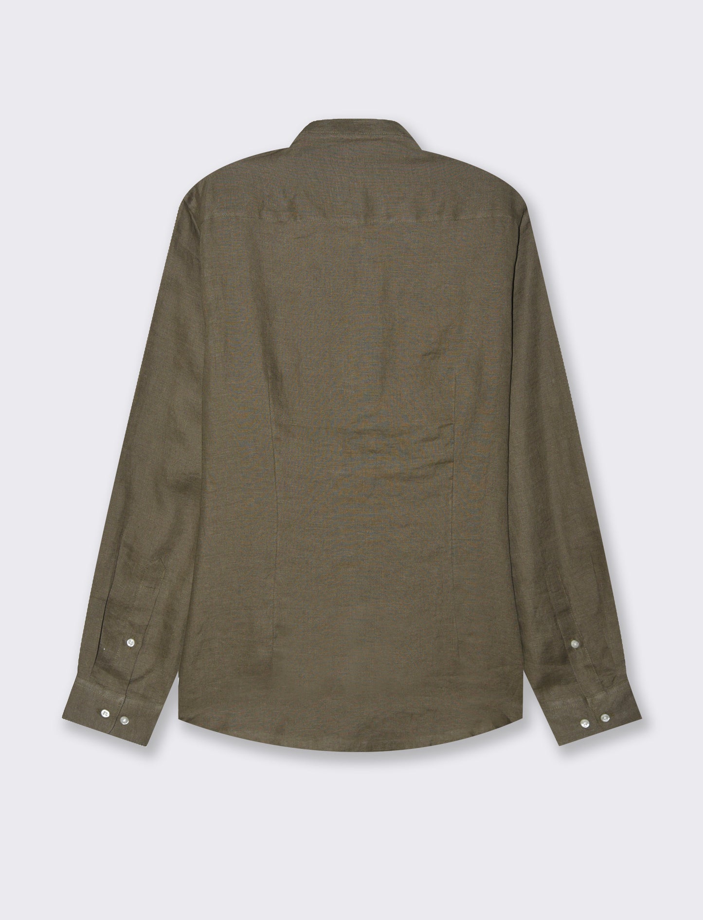 Man's 100% linen korean collar shirt - Green