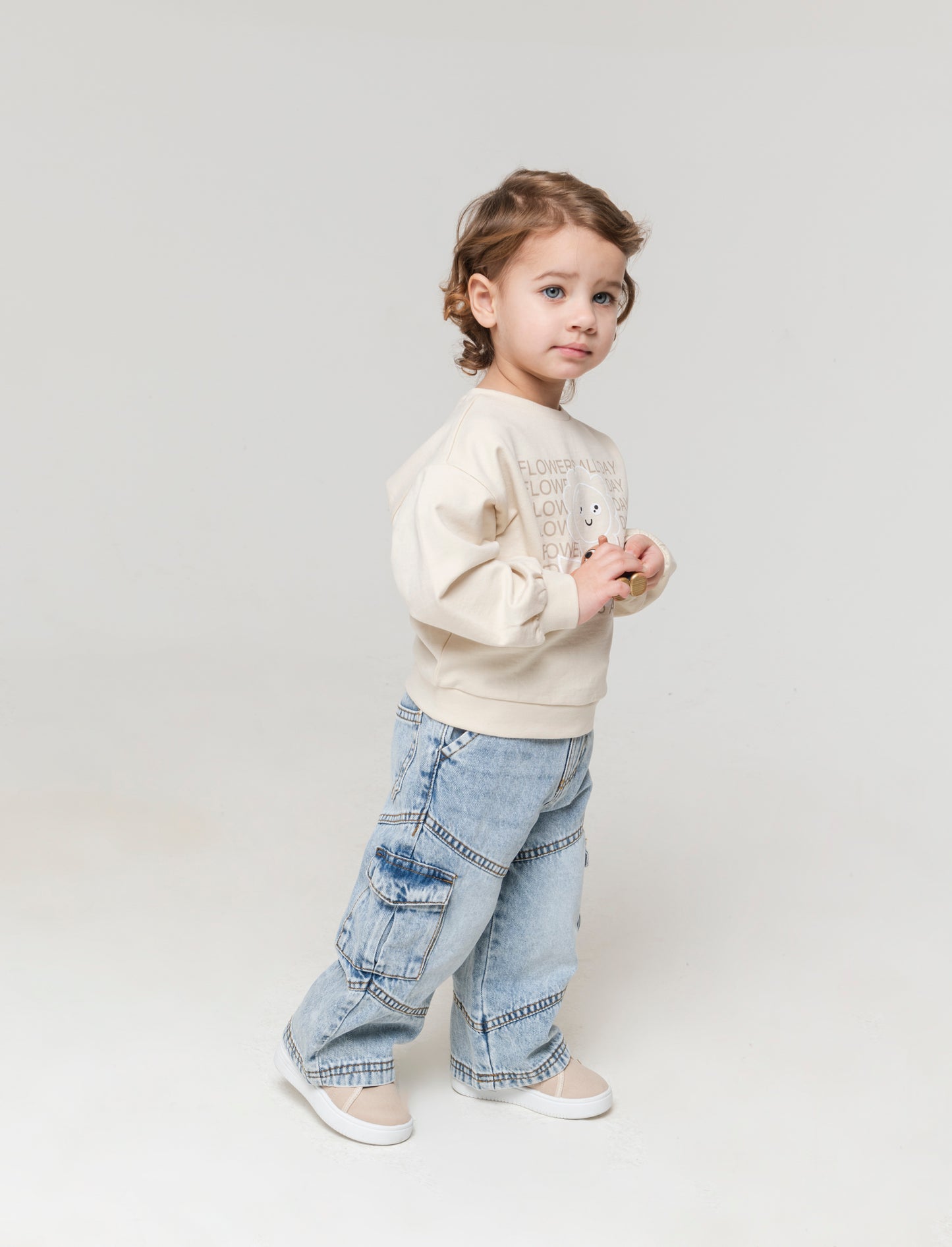 Jeans modello ampio con tasconi da neonata - Denim