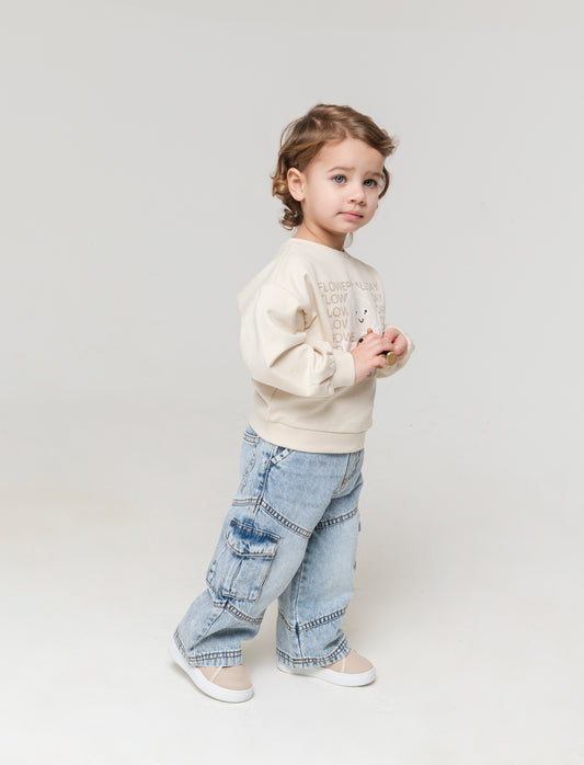 Jeans modello ampio con tasconi da neonata - Denim