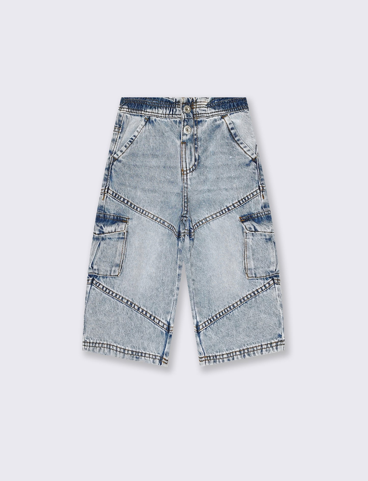Jeans modello ampio con tasconi da neonata - Denim