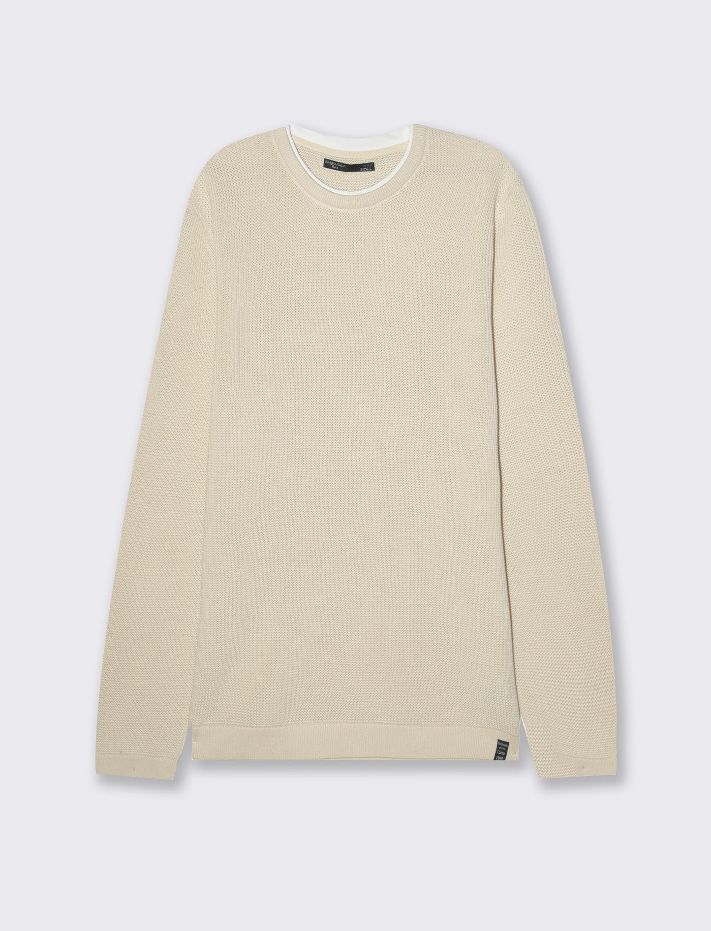 Man's intarsio knit crew neck sweater - Beige