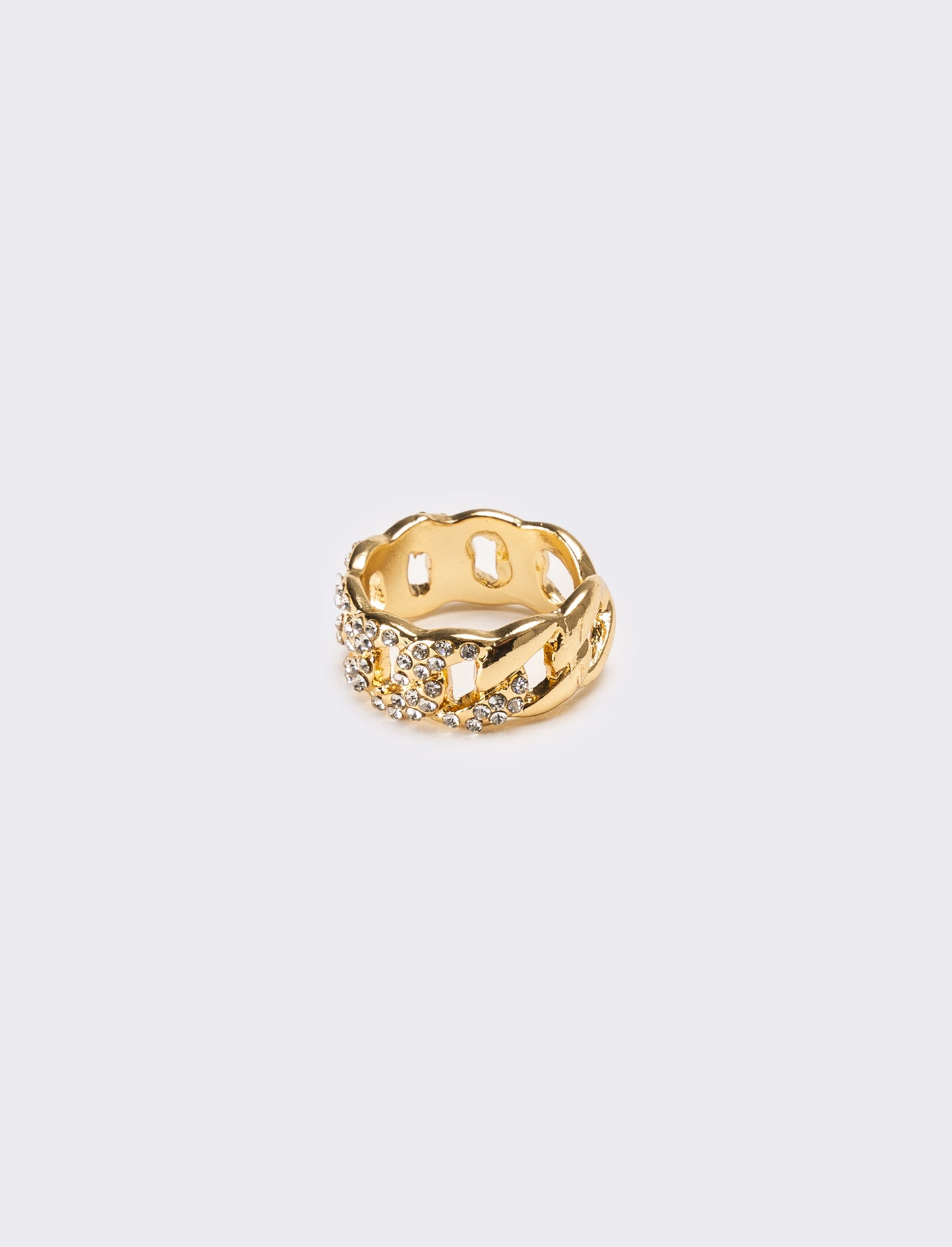 Anello con catena strass regolabile - Oro
