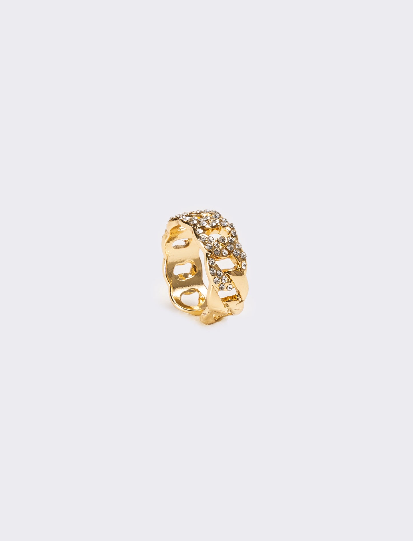Anello con catena strass regolabile - Oro
