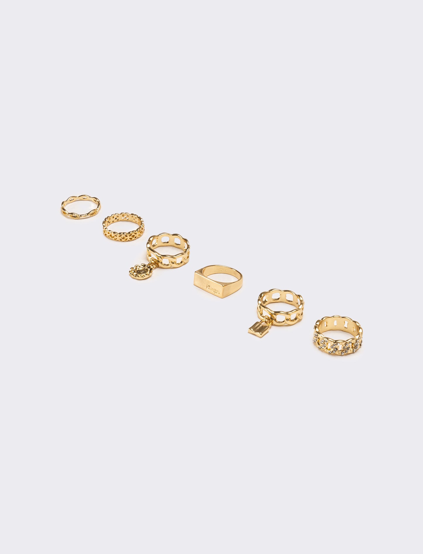 Anello card 6 pezzi con strass - Oro