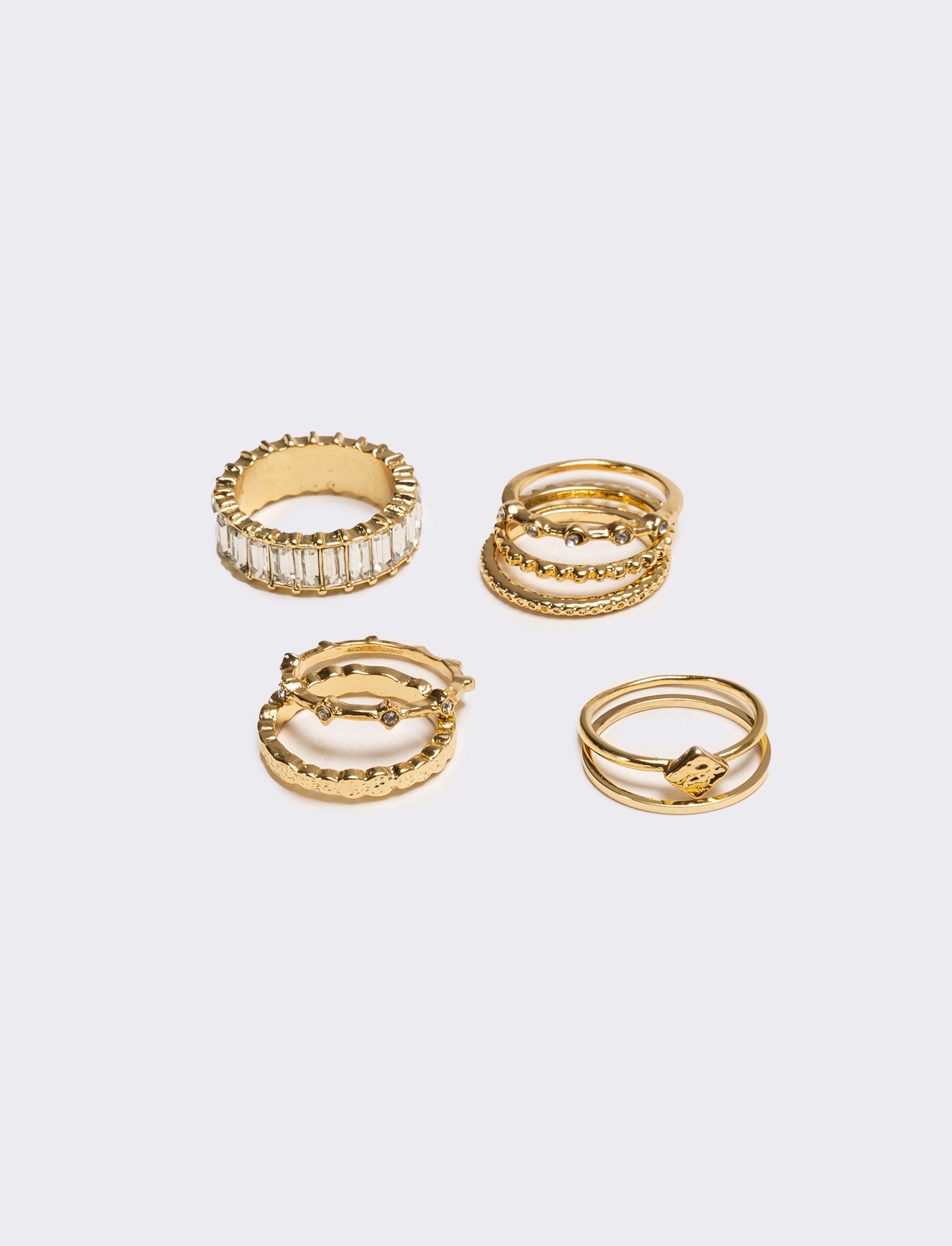 Anelli card 6 pezzi con pietre strass - Oro