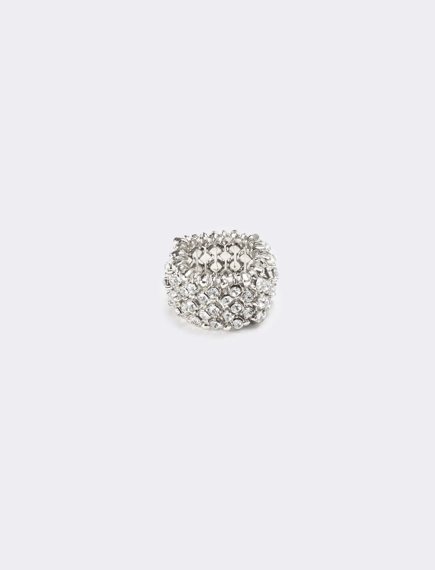 Anello con elastico e strass - Argento