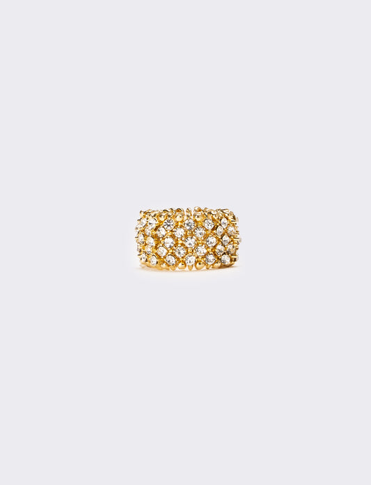 Anello con elastico e strass - Oro