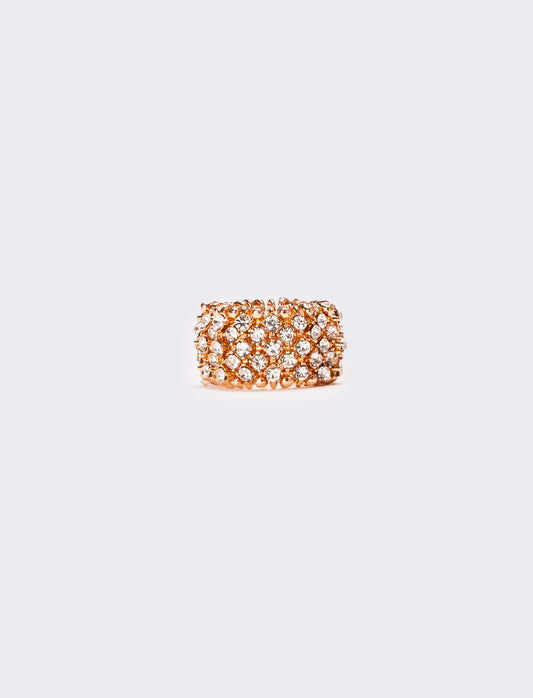 Anello con elastico e strass - Rosa