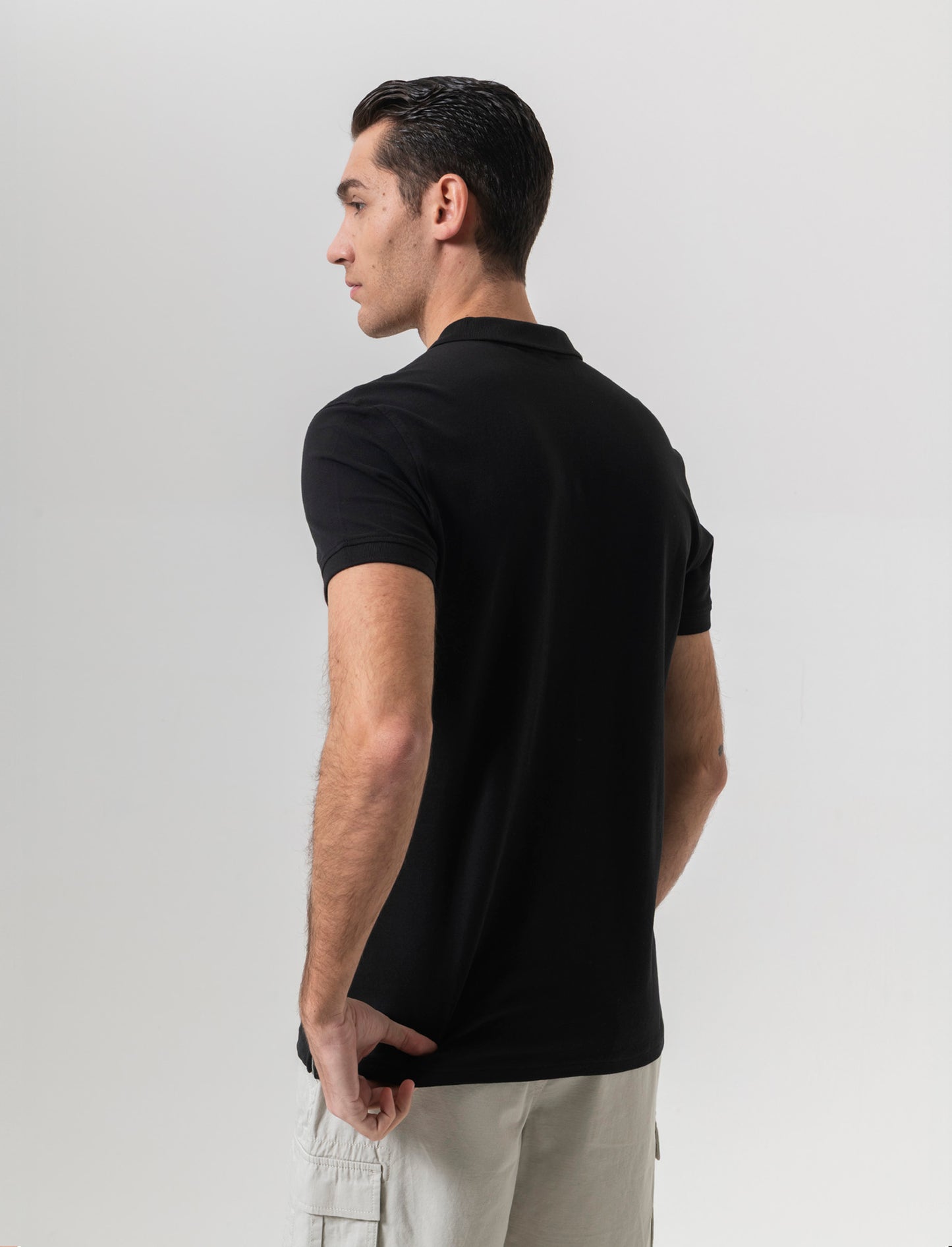 Polo basica in piquet da uomo - Nero