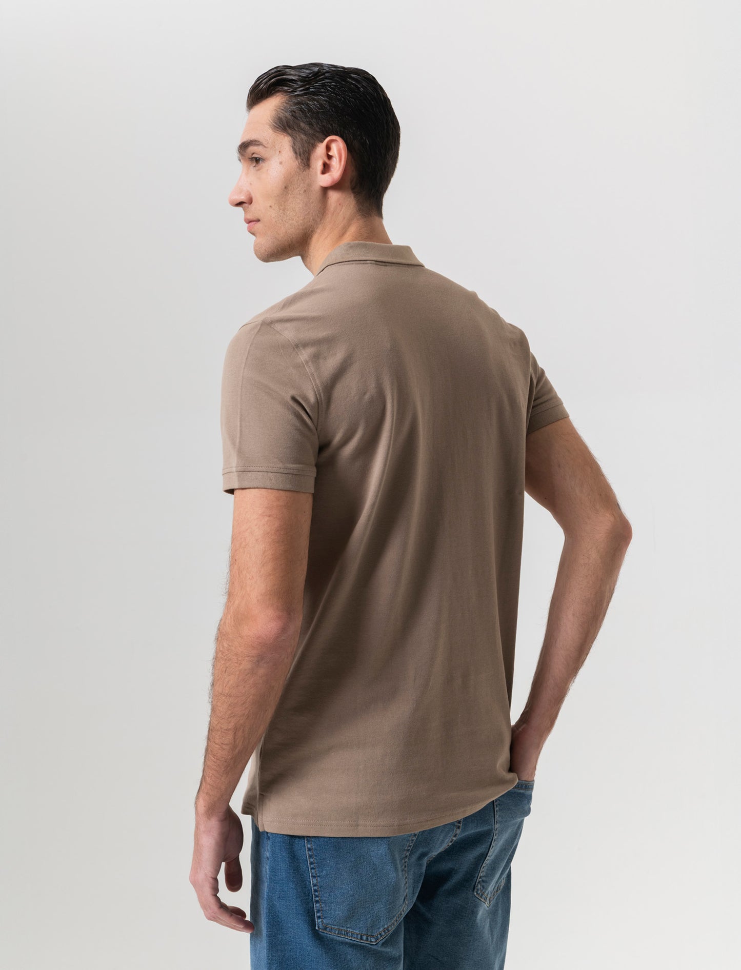 Polo basica in piquet da uomo - Grigio tortora