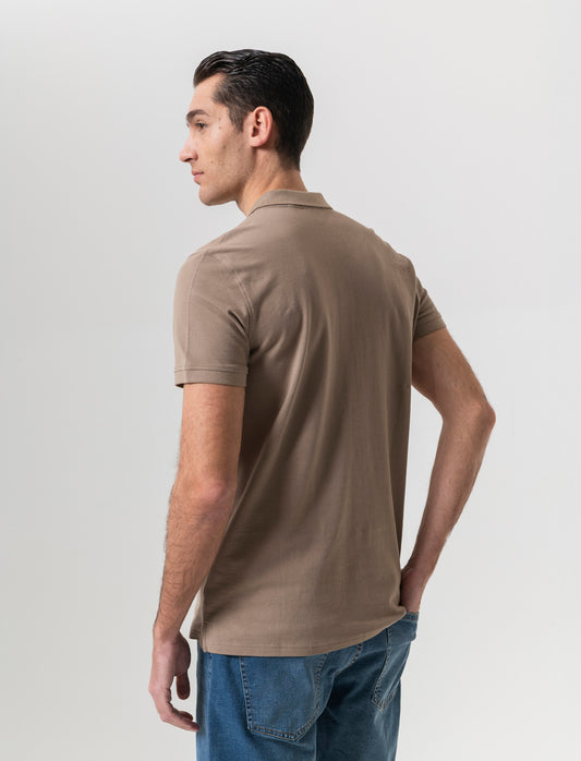 Polo basica in piquet da uomo - Grigio tortora