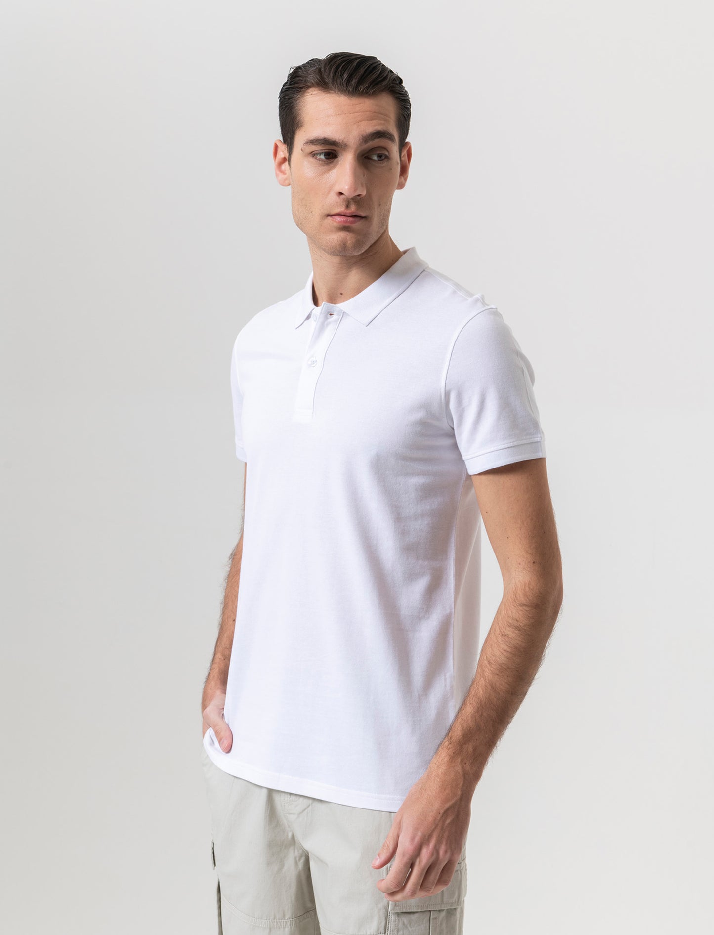 Polo basica in piquet da uomo - Bianco