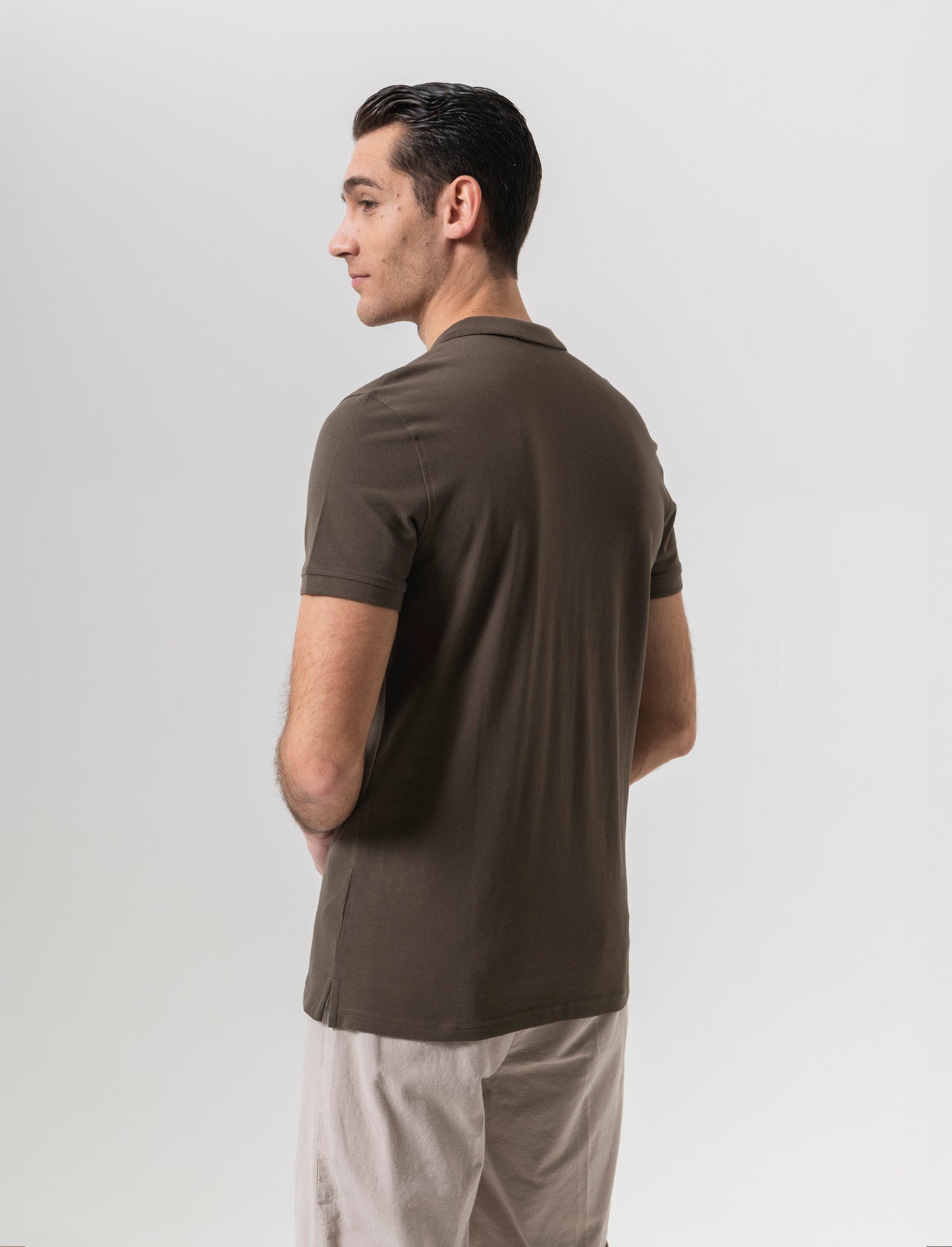 Polo basica in piquet da uomo - Verde kaki