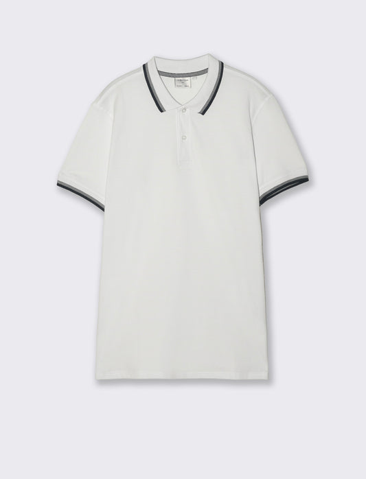 Polo in piquet con contrasti da uomo - Bianco