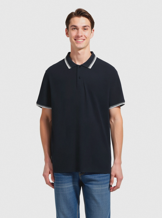 Polo in piquet con contrasti da uomo - Blu
