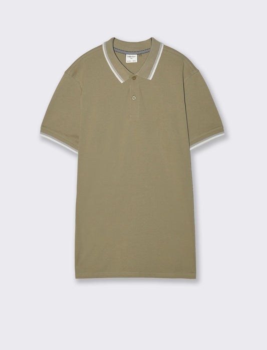 Polo in piquet con contrasti da uomo - Verde salvia