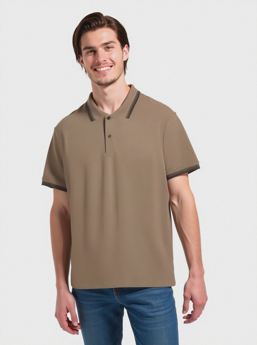 Man's contrast piquet polo shirt - Grey
