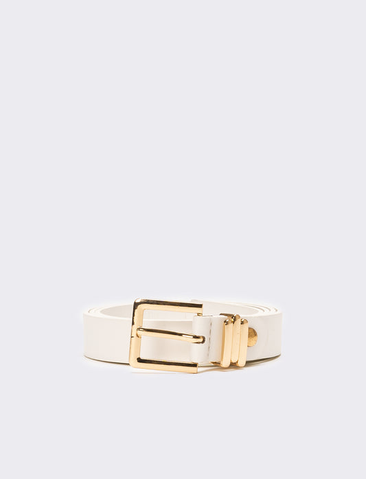 Cintura donna liscia fibbia 2,5cm - Bianco