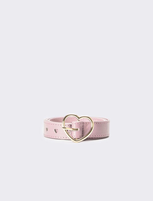 Cintura bambina con fibbia cuore e puntale - Rosa