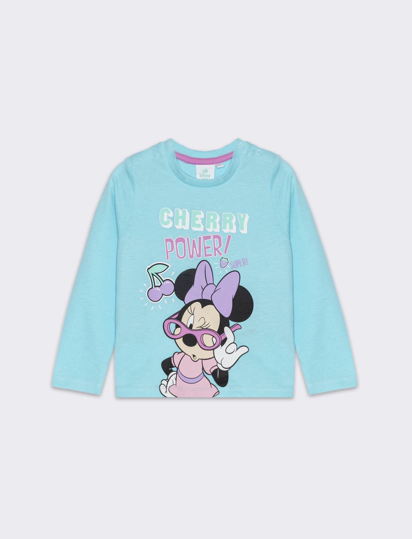 Maglietta Minnie con ciliegia da neonata - Verde acqua
