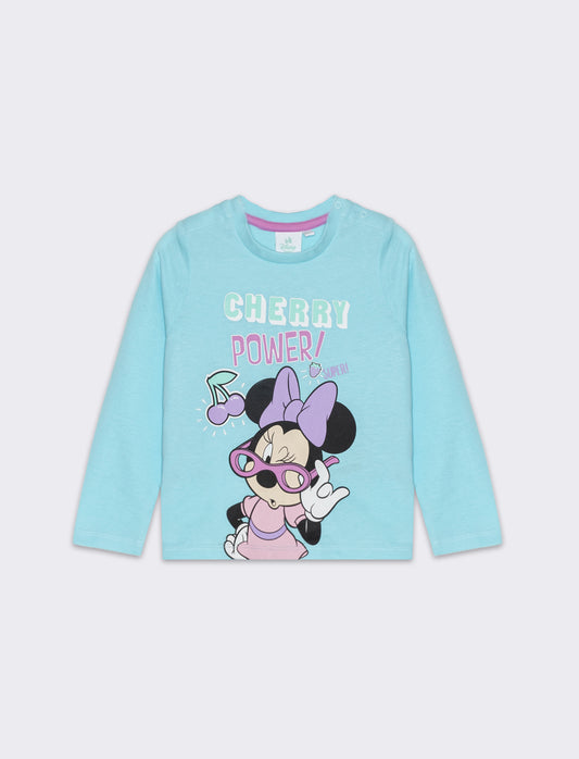 Maglietta Minnie con ciliegia da neonata - Verde acqua