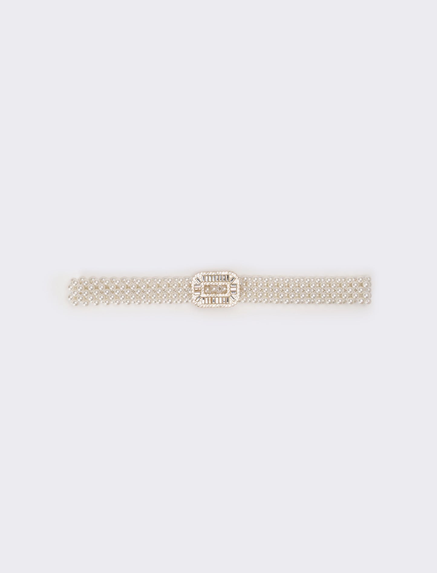 Cintura donna con perle e fibbia strass - Argento