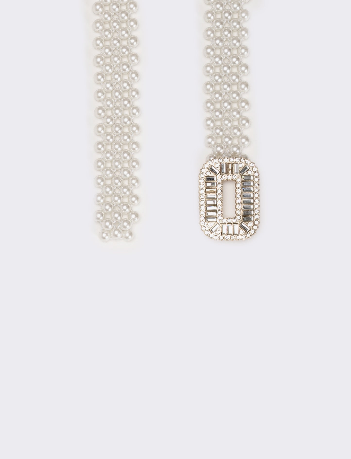 Cintura donna con perle e fibbia strass - Argento