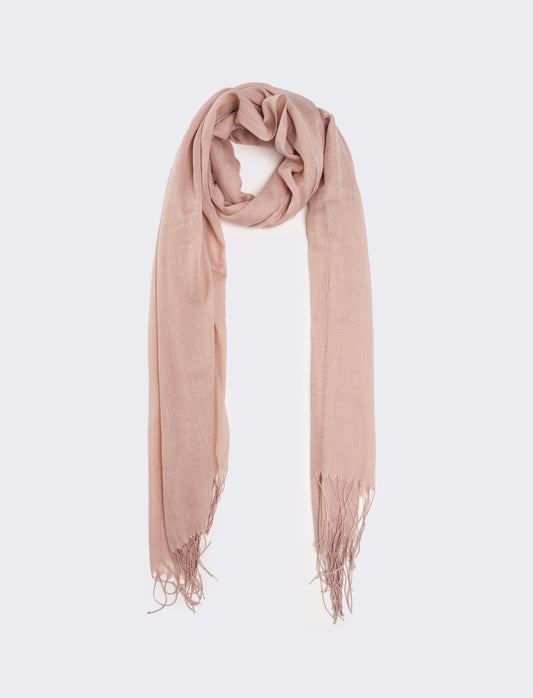 Foulard con frange unito 70 x 170 cm - Rosa