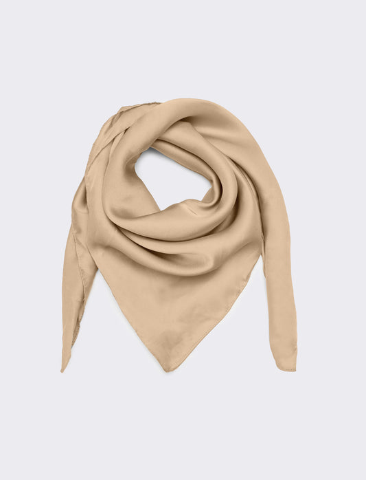 Foulard donna quadrato tinta unita 60 x 60 cm - Beige