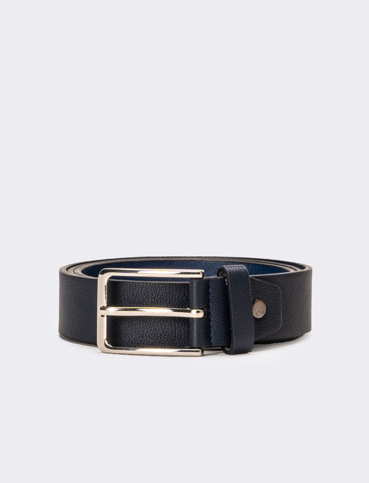 Cintura uomo liscia fibbia 3,5 cm - Blu