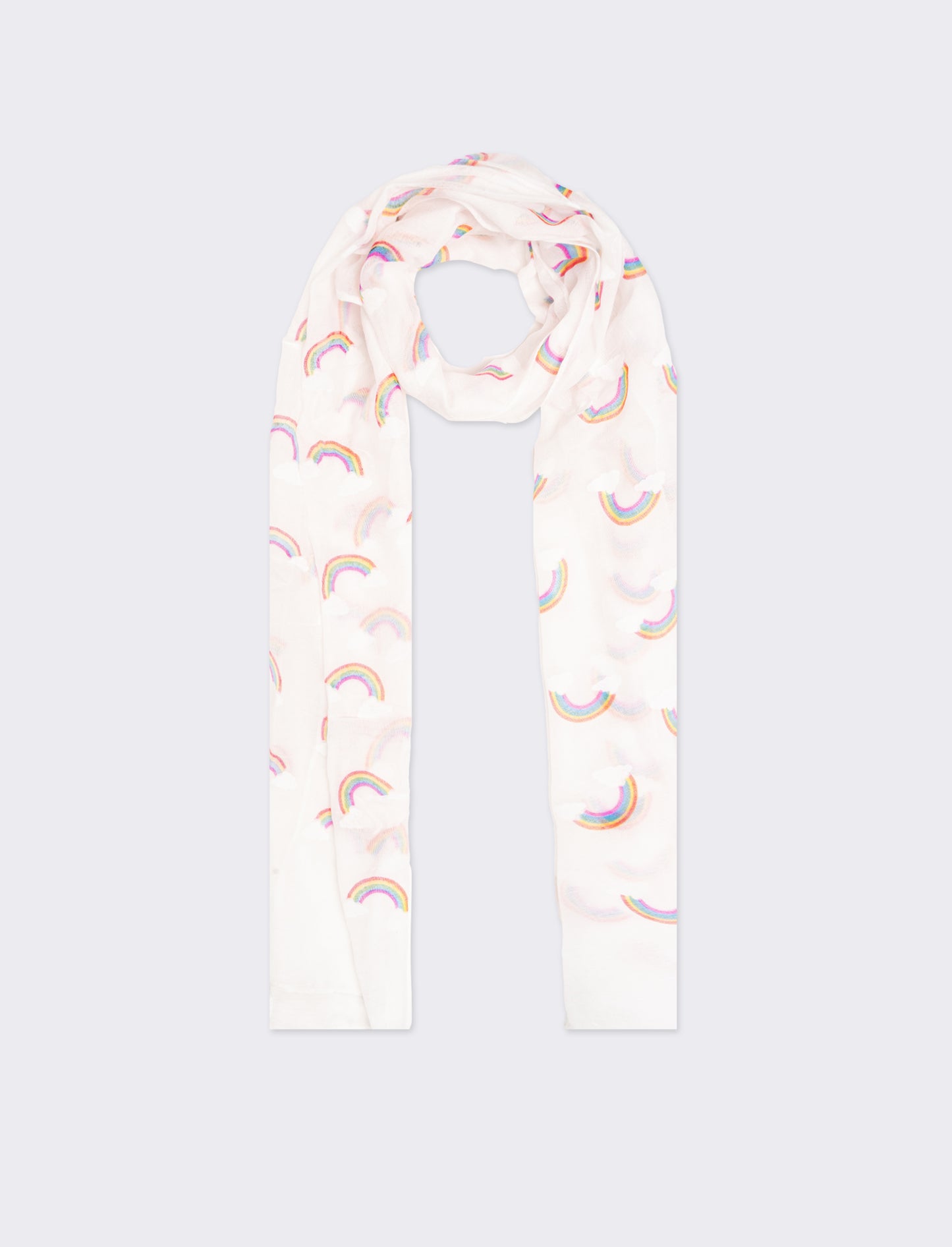 Foulard bambina stampa arcobaleno  50 x 180 cm - Bianco