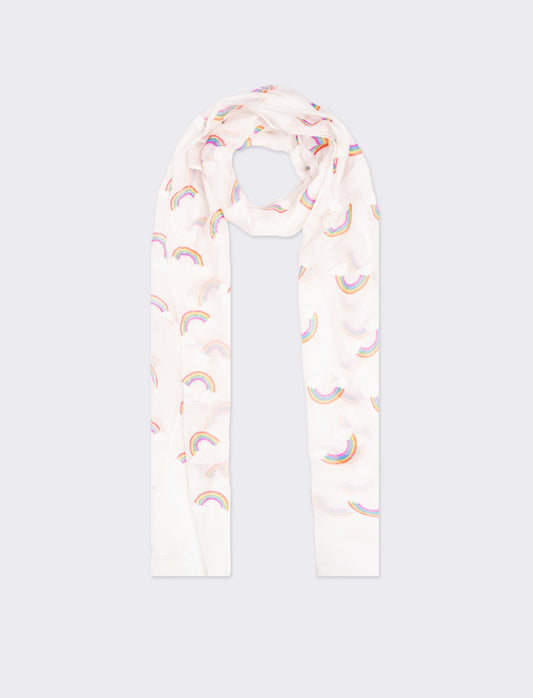 Foulard bambina stampa arcobaleno  50 x 180 cm - Bianco