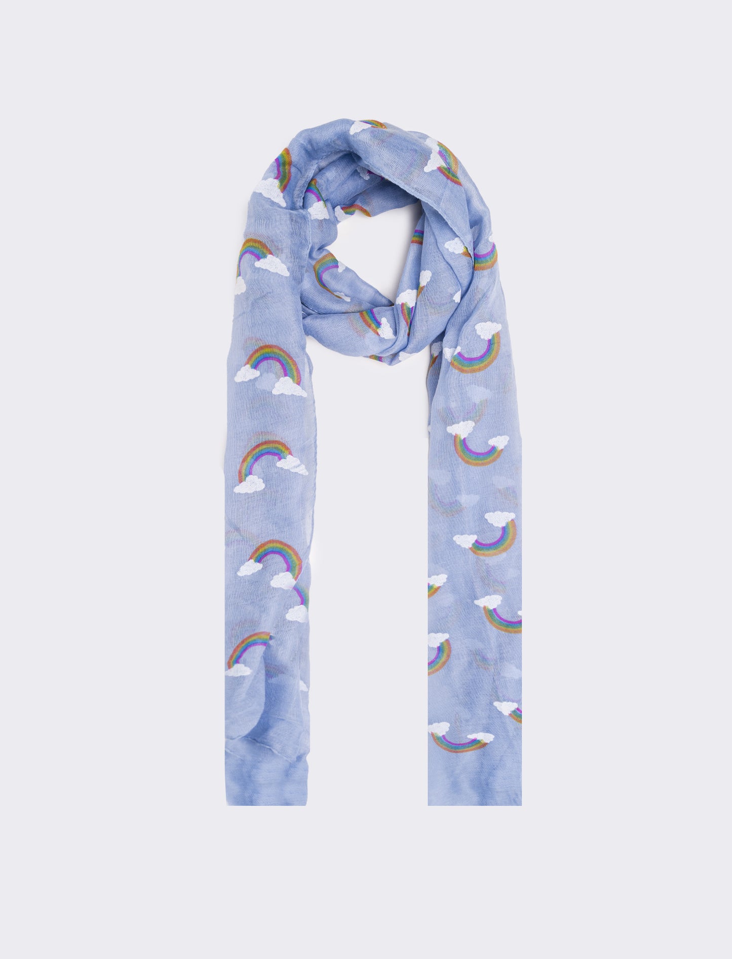 Foulard bambina stampa arcobaleno  50 x 180 cm - Blu
