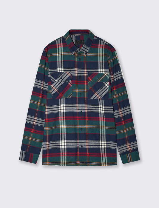 Camicia a quadri in flanella regular fit - Blu