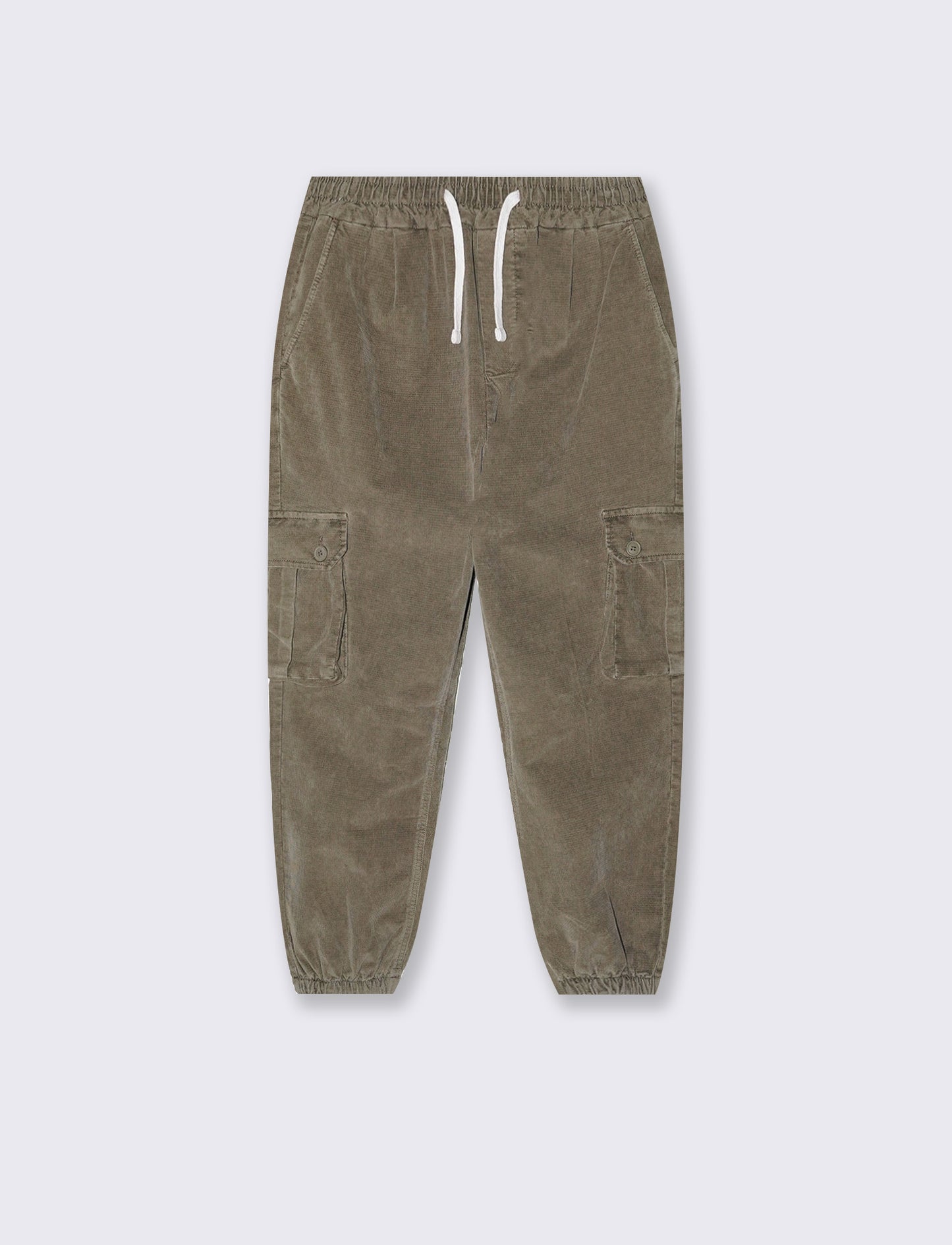 Pantaloni Cargo in Velluto Waffle - Verde kaki