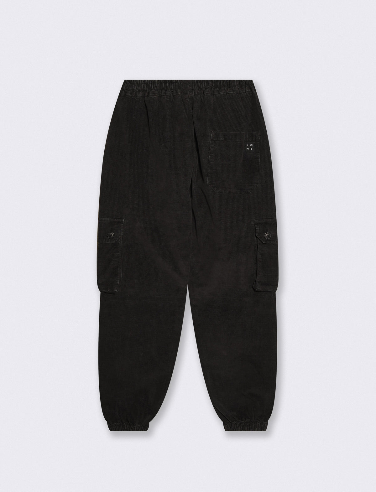 Pantaloni Cargo in Velluto Waffle - Nero