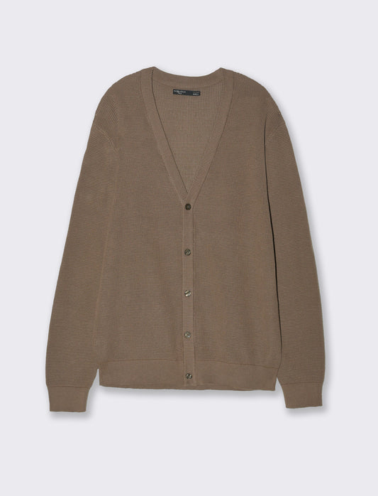 Maglia cardigan strutturata da uomo - Grigio fango