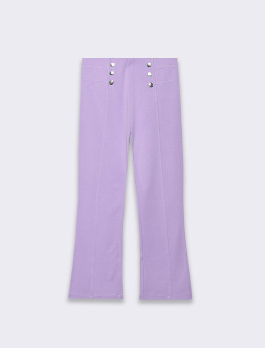 Leggings colorato in punto milano da bambina - Lilla