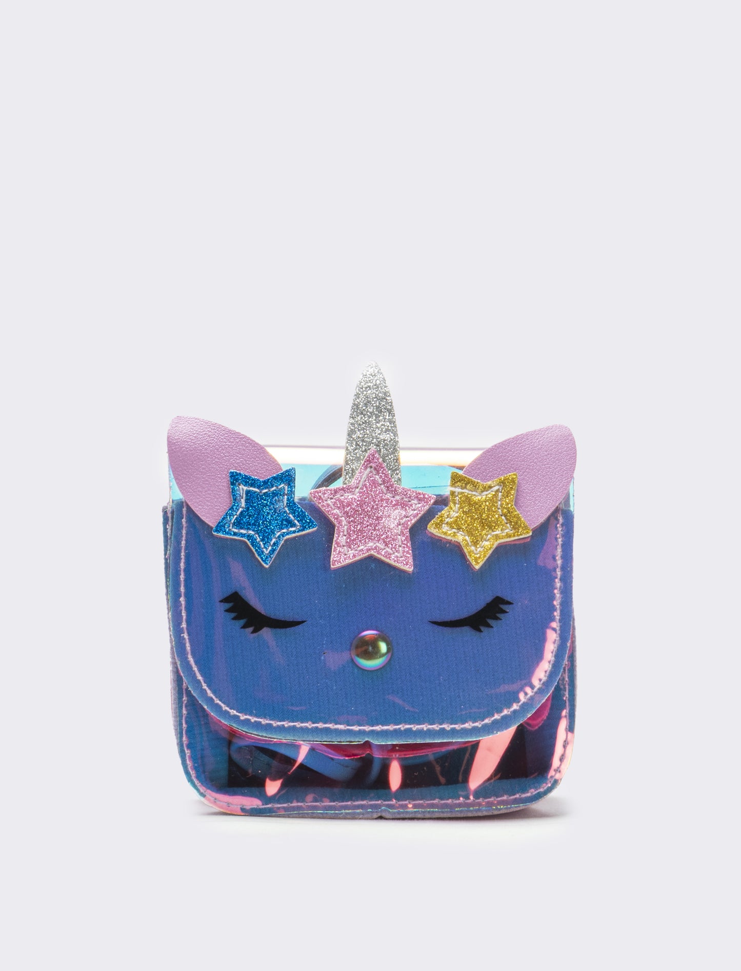 Tracolla bambina con patta e unicorno rainbow - Lilla