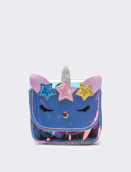 Tracolla bambina con patta e unicorno rainbow - Lilla