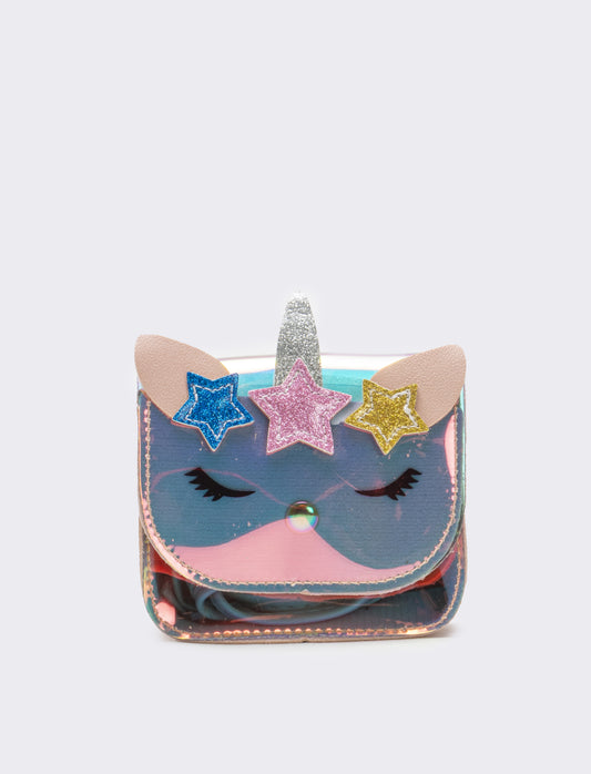 Tracolla bambina con patta e unicorno rainbow - Rosa