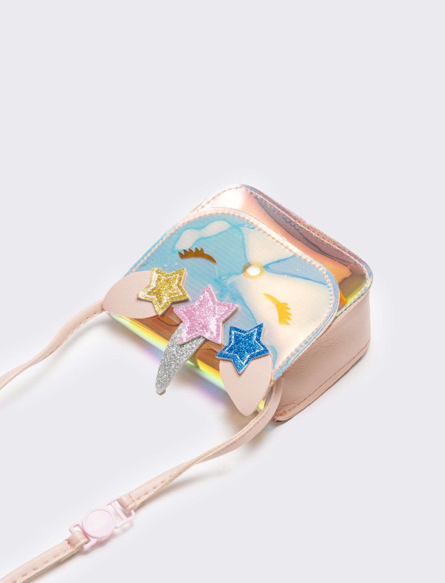 Tracolla bambina con patta e unicorno rainbow - Rosa