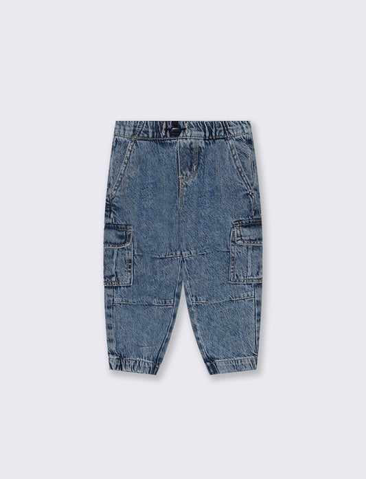 Jeans con tasconi laterali da neonato - Denim