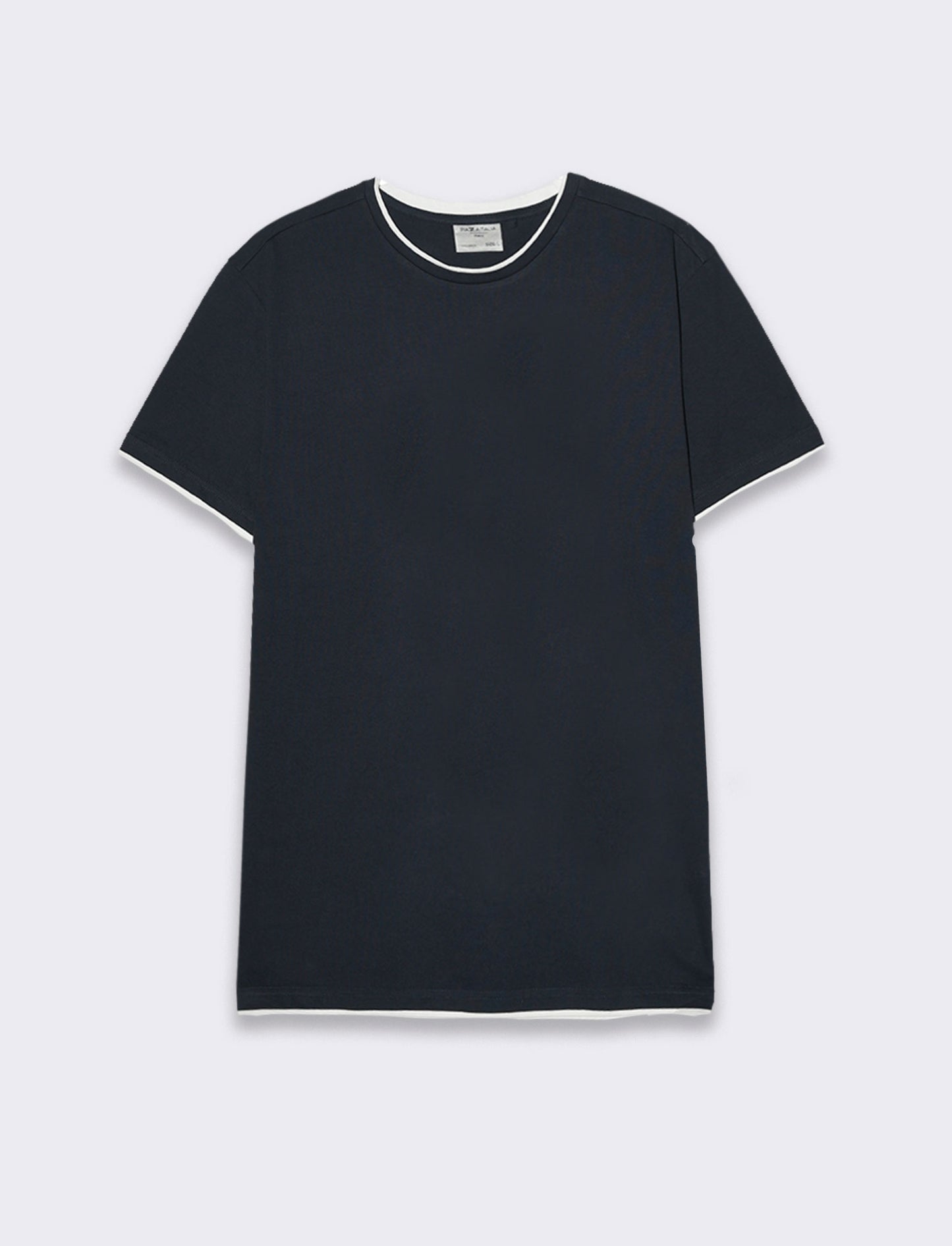T-shirt in cotone con orli a contrasto da uomo - Blu